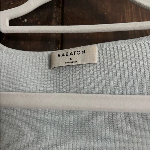 Babaton Ribbed Square Neck Crop Top - Light Gray - Picture 3 of 4